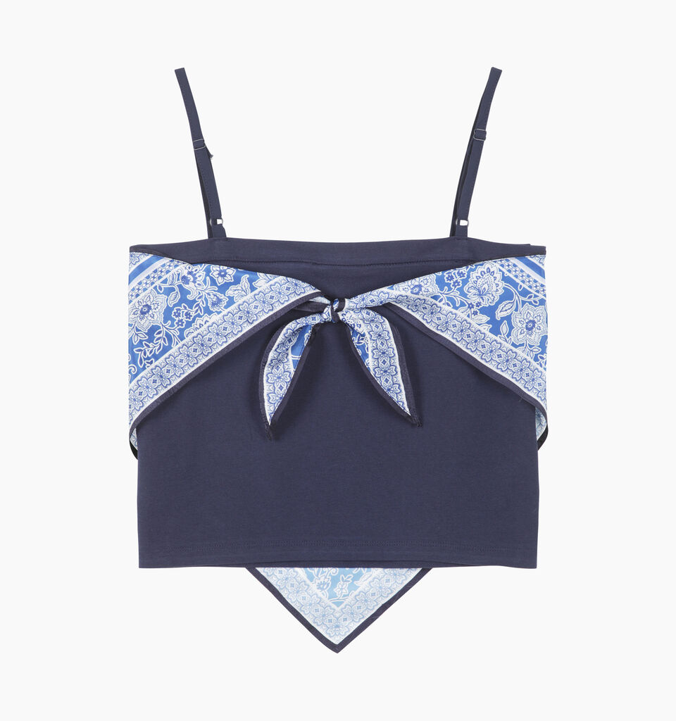 Blue scarf top - null - Blue | Sisley K image number 2